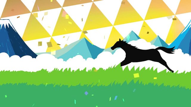 馬, 年賀状, 和風, 和柄, 新年, 動物, クリスマス, うま, ベクター, イラスト