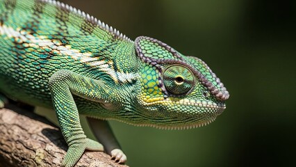 Obraz premium Green Chameleon on a Branch A Master of Disguise in its Natural Habitat