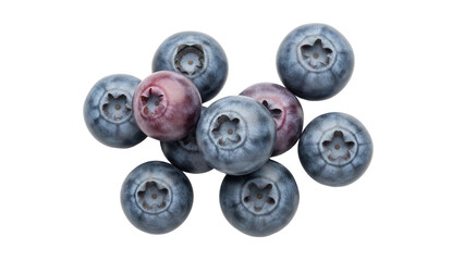 Pile of fresh blueberries PNG isolated on transparent background, antioxidant-rich fruit for healthy eating and culinary use