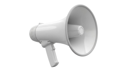 Gray megaphone isolated PNG on transparent background, public address system for announcements and emergency situations Loudspeaker for communication