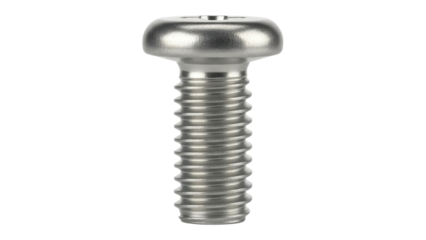 Metal pan head screw isolated PNG, fastener with threads for secure connections in construction and mechanical applications