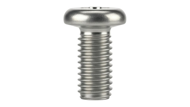 Metal pan head screw isolated PNG, fastener with threads for secure connections in construction and mechanical applications
