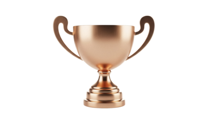 Bronze trophy cup isolated PNG, award prize for winner in competition or championship on transparent background