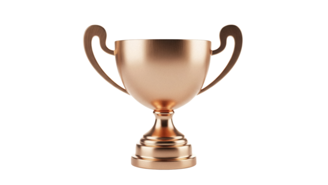 Bronze trophy cup isolated PNG, award prize for winner in competition or championship on transparent background - Powered by Adobe