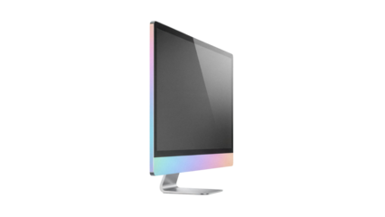 Sleek computer monitor isolated PNG on transparent background, modern desktop display for graphic design and technology projects
