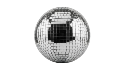Shiny disco ball PNG isolated on transparent background, mirror ball for party and dance floor decoration, retro style
