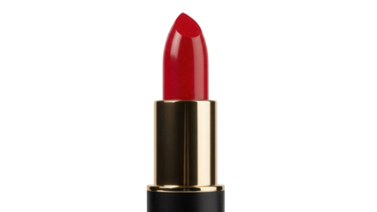 Bright red lipstick isolated PNG on transparent background, classic makeup product for beauty and glamour, cosmetic essential for confident women