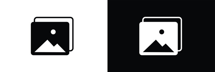 Photo gallery vector icon set. image album symbol in black color. media pic sign for apps and website UI designs. Vector illustration. EPS 10 .