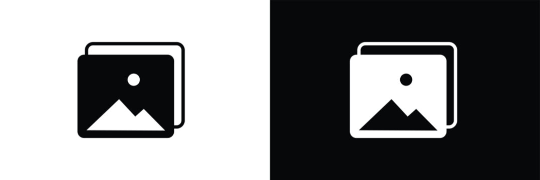 Photo gallery vector icon set. image album symbol in black color. media pic sign for apps and website UI designs. Vector illustration. EPS 10 .