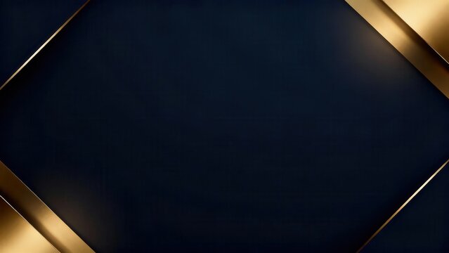 Deep navy blue minimalist background framed geometrically by shiny diagonal brushed gold lines.
