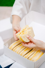 steamed bread or bun filled with srikaya jam