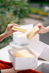 steamed bread or bun filled with srikaya jam