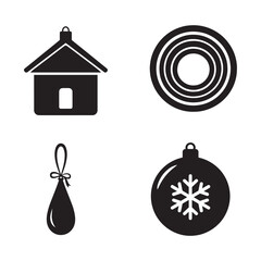 Fototapeta premium Modern Ornament Silhouette Set — 4 Unique Bauble Shapes for Stickers