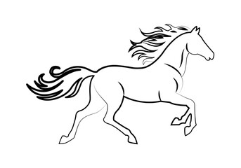 Caballo galopando en dibujo lineal