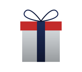 Regalo gris con tapa roja y lazo azul