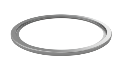 Minimalist Silver Metallic Ring Object Isolated on White Background