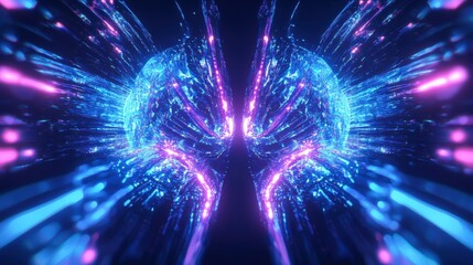 Futuristic Holographic AI Brain Expanding Intelligence.
