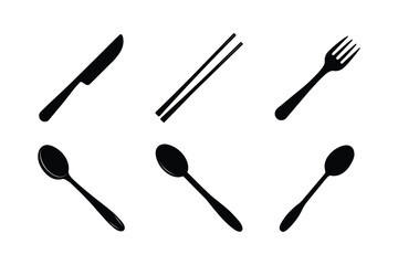 Cutlery Kitchen vector silhouette set