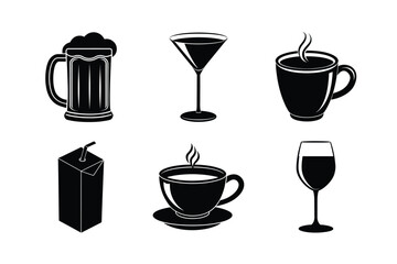 Drinks Beverage vector silhouette collection