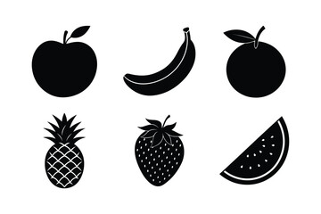 Fresh Fruits vector silhouette collection