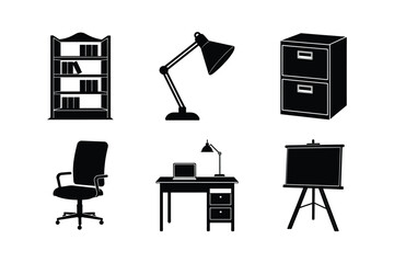 Office Furniture vector silhouette bundle