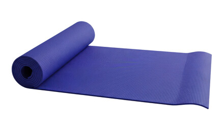 Rolled up blue yoga mat with textured surface on black background exercise fitness, Isolated On Png Transparent Background