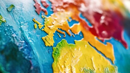 A detailed view of the world on a map, highlighting continents and countries