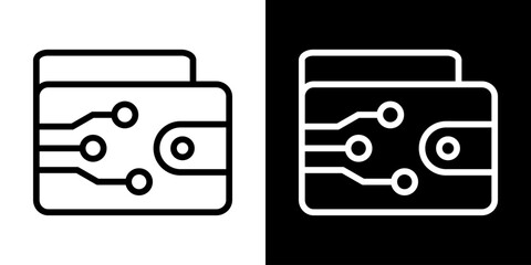 E Wallet Icon Of Line Black And White Style Vector Illustration
