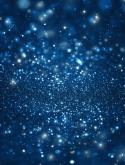 Fototapeta premium Bright blue lights fill the space with sparkles and shine creating a magical effect on a dark background 