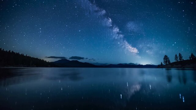 Starlight reflections on water surface &mdash; dreamy night serenity concept