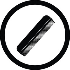 Illustration black comb inside circle icon barbershop logo silhouette vector