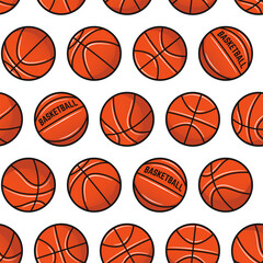 Basketball pattern. Basketball seamless pattern. Vintage Basketball balls icons isolated on white background. Vector illustration