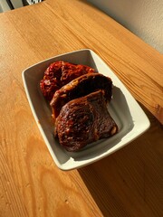 Dried eggplant stuffed with rice, tomato and olive oil known as dolma.