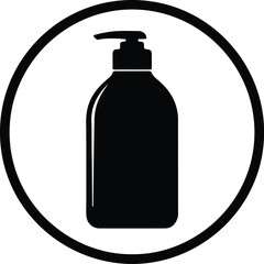 Illustration dispenser liquid soap bottle hygiene icon in circle silhouette vector