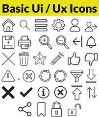 Business and management line icons set  Basic UI UX Icons