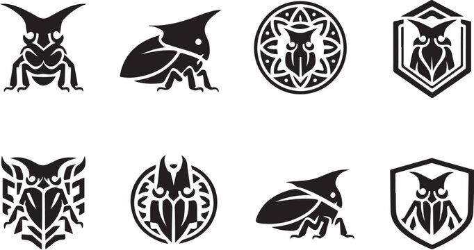 Treehopper Silhouette Icon Set.eps