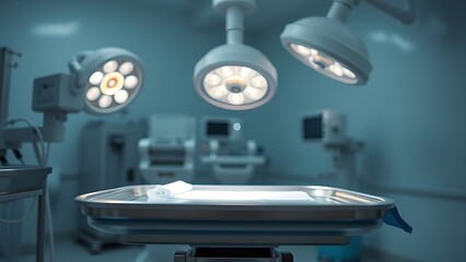 forceps. Surgical tools arranged precisely under bright light, showcasing sterile medical precision and modern equipment. STEM education sheets.