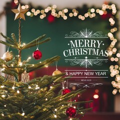 christmas greeting card with christmas tree