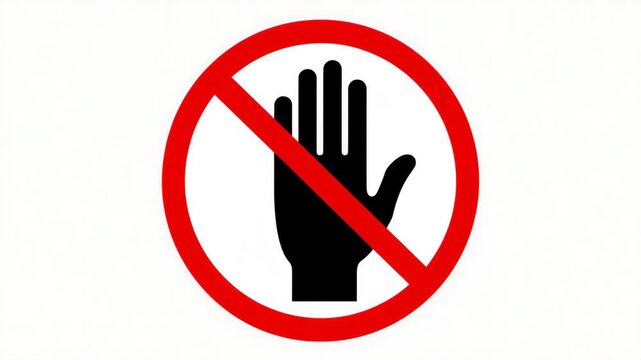 Red Prohibition Sign with Hand Silhouette Indicating Stop or No Entry Warning