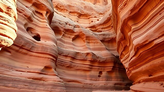 dunite. Stepped rock layers in a canyon wall, desert landscape. travel magazines, destination branding, wall prints, designed for outdoor magazines and nature guides, used by graphic designers.