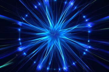 Abstract Blue Energy Burst - Dynamic Light Streaks and Sparks