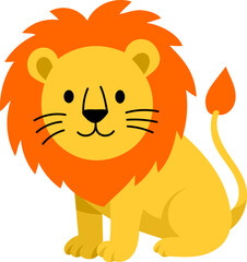 Cute Cartoon Lion Illustration for Kids on White Background