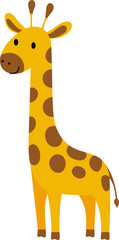 Tall Cute Giraffe Cartoon Illustration for Children