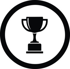 Illustration Trophy inside circle icon for winner champion silhouette vector