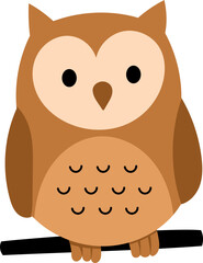 Cute Brown Owl Cartoon Illustration for Children