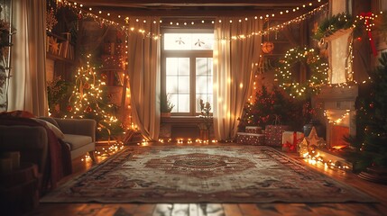 Festive interior soft lights winter holiday decorations warm beautiful scenic outdoor landscape background high resolution nature photography