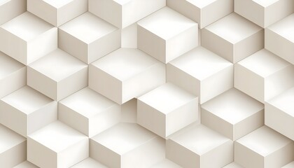 Obraz premium Seamless Geometric Cube Pattern Minimalist White 3D Background