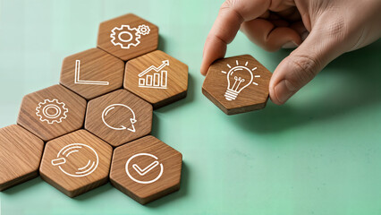 Gingerbread cookies arranged on a wooden background with heart-shaped designs
