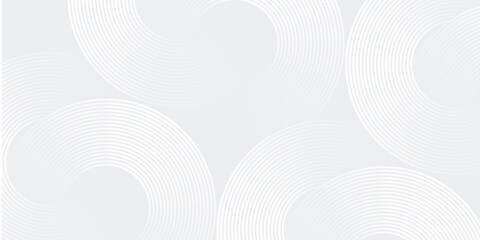 Abstract white glowing geometric lines on gray background. Modern shiny blue circle lines pattern. Futuristic technology concept style