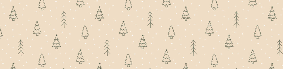 christmas tree doodle seamless patttern background